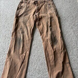 Carhartt Work Pants 32x30 Relaxed Worn Thrashed Cargo Khaki  Streetwear Canvas